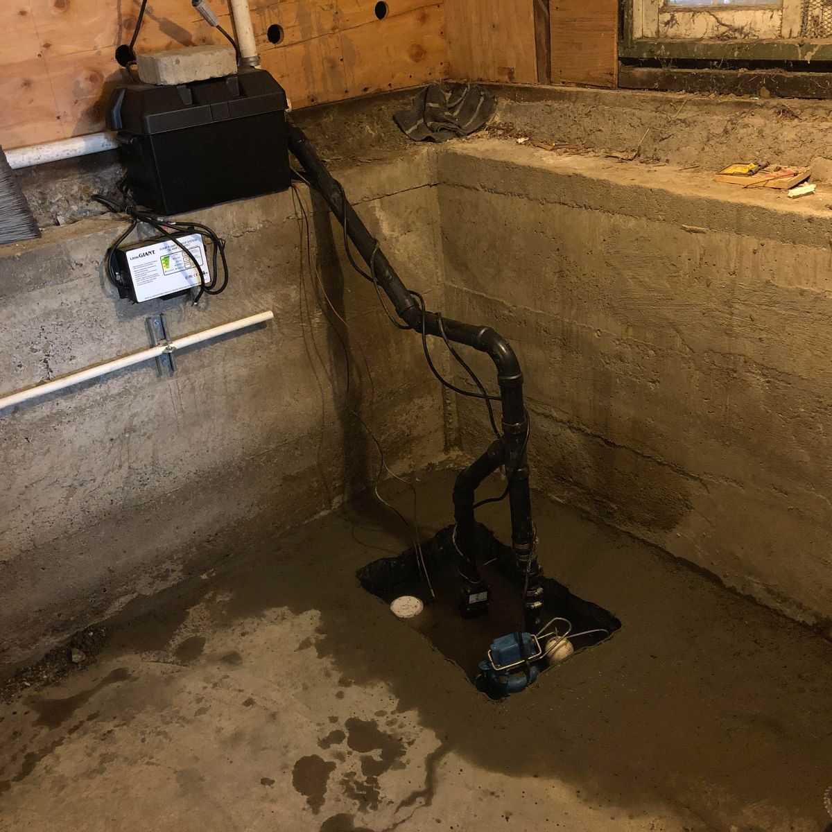 Corner of flooded basement