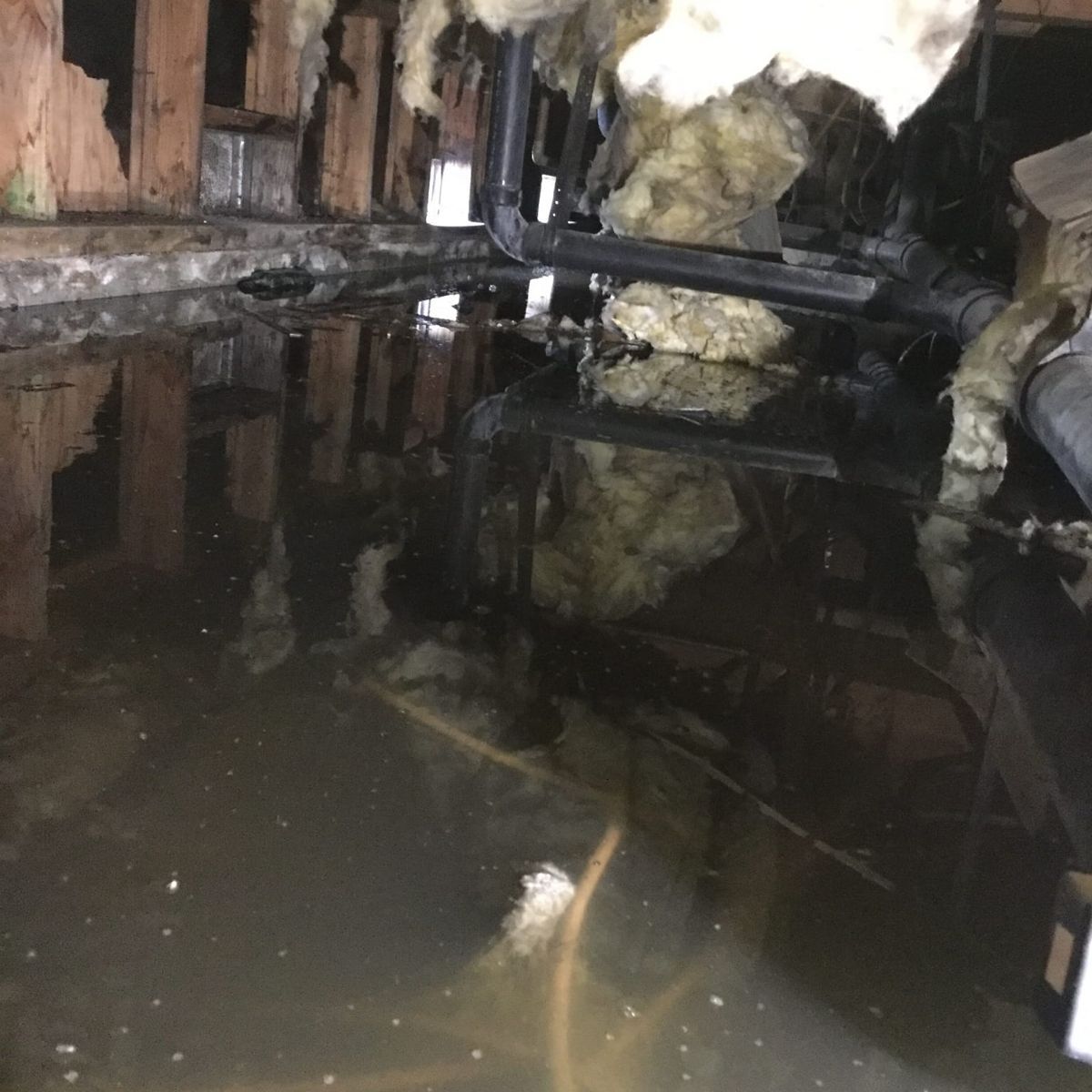 Flooded crawl space in Oakland home